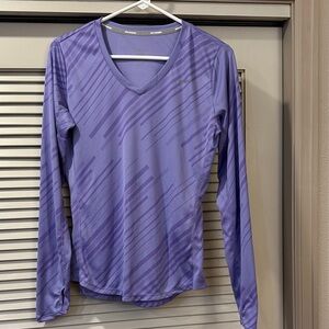 Nike Women's Dri Fit Lavender Long Sleeve V-Neck Top